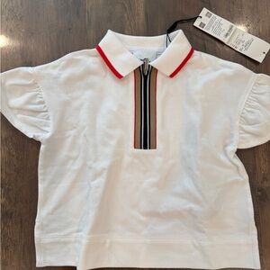 Burberry White and Red Polo Shirt with Signature Stripe
